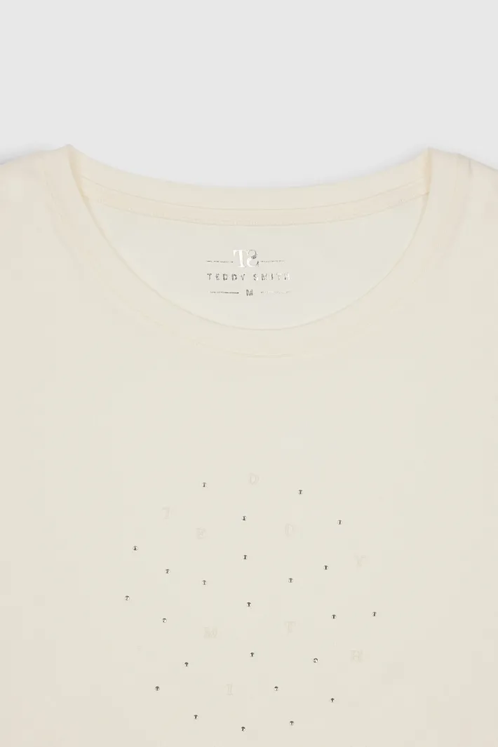 Teddy Smith T-shirt col rond T-SHANIA MC MIDDLE WHITE MIDDLEWHITE Flash Sale