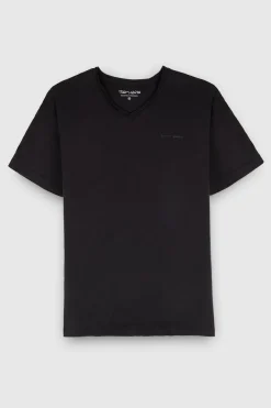 Teddy Smith T-shirt col V coupé bord franc T-GILDAS CHARBON Clearance