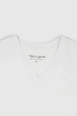 Teddy Smith T-shirt col V manches courtes TAWAX 2 BLANC Hot