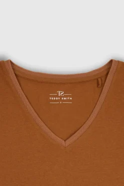 Teddy Smith T-shirt manches courtes T-MIA MC CARAMEL Cheap