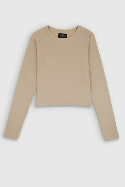 Teddy Smith T-shirt manches longues T-AYA RIB BEIGE Best Sale