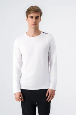 Teddy Smith T-shirt ras-du-cou manches longues TUCKER 2 ML BLANC Sale