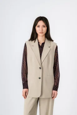 Teddy Smith Veste sans manches oversize CREAM BISTRETCH BEIGE Sale